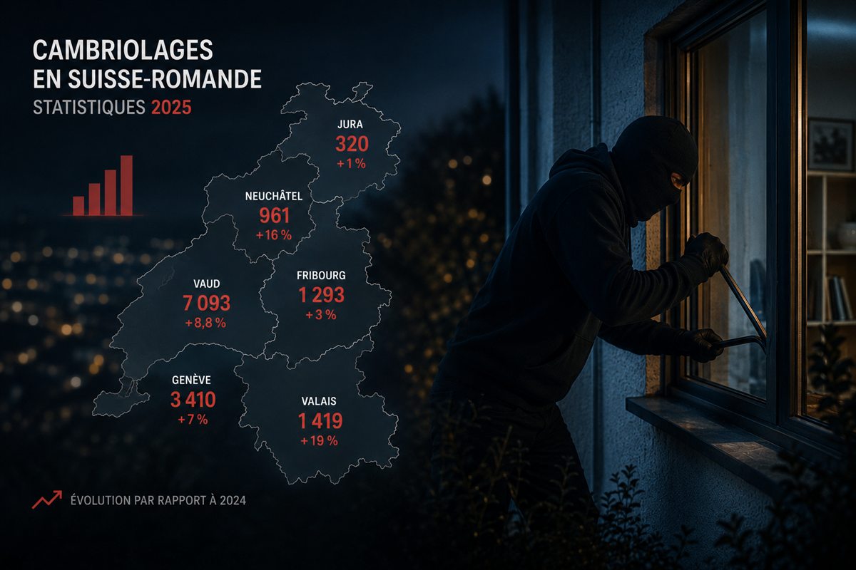Cambriolages en Suisse romande : les chiffres 2025 (en hausse)